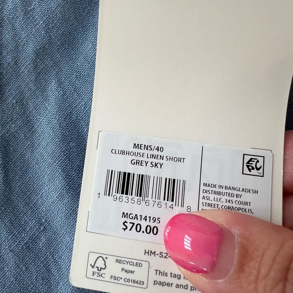 NWT Walter Hagen Men’s 9” Flat Front Clubhouse Linen Shorts in Grey Sky size 40 - Picture 4 of 4